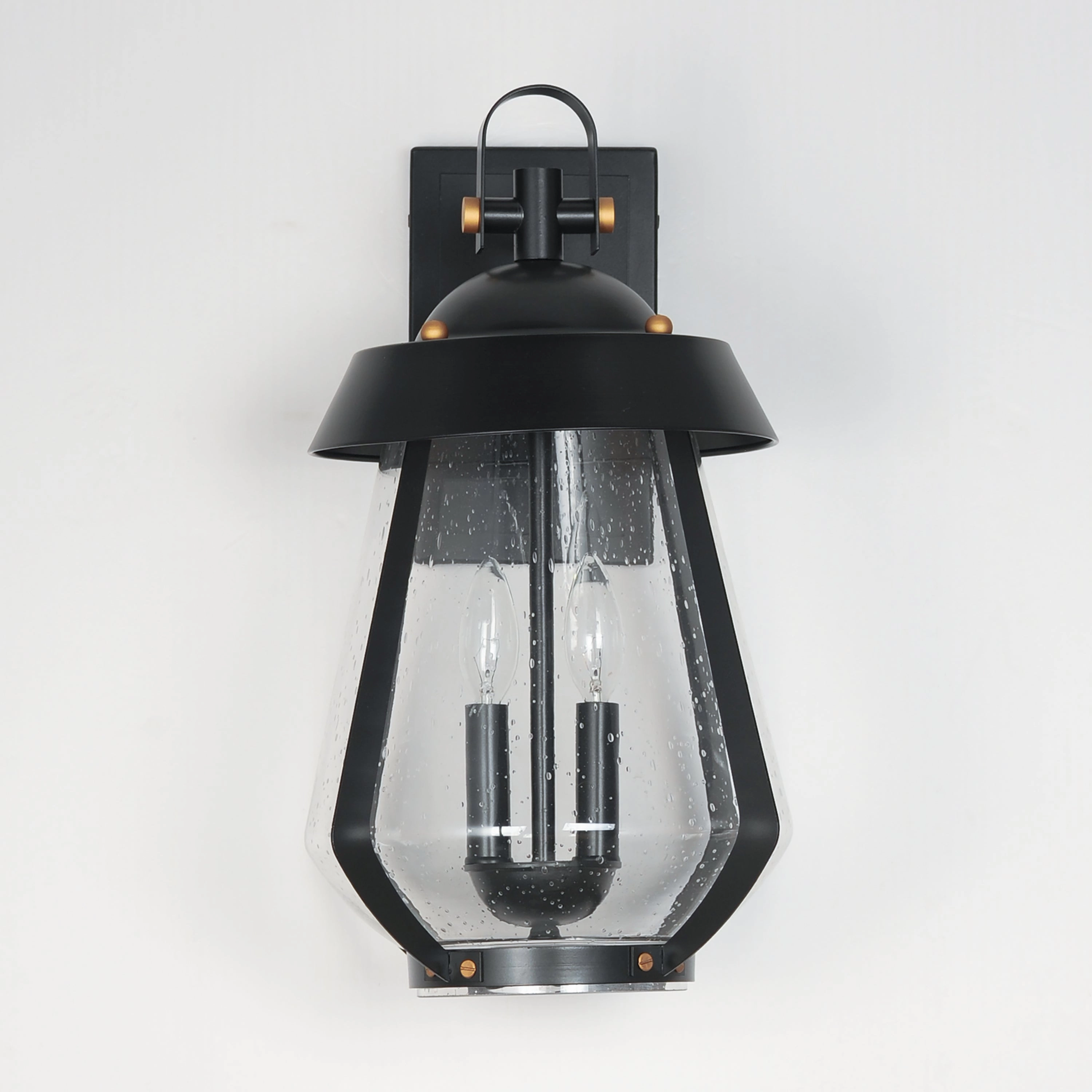Mariner Two Light Outdoor Wall Sconce Black / Antique Brass