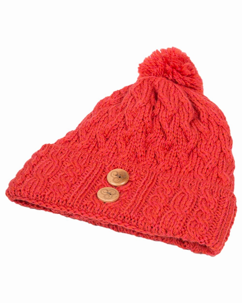 Big Savings Today Aran Chunky Knit Button Bobble Hat