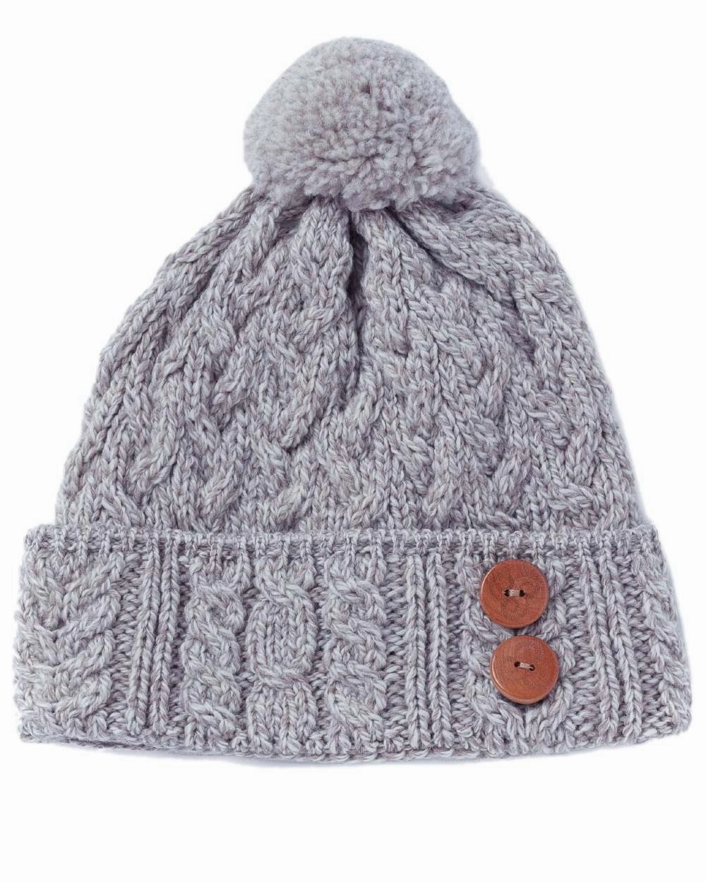 Flash Deal Alert Aran Chunky Knit Button Bobble Hat