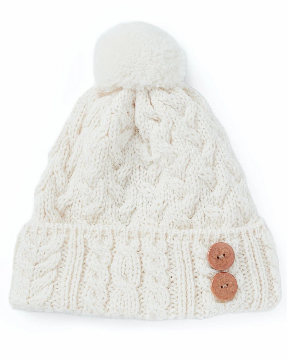 Limited Stock Hot Deal Aran Chunky Knit Button Bobble Hat