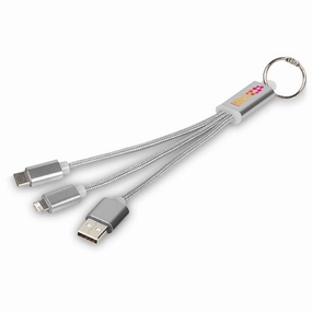 Clearance Blowout Metal 3 In 1 Charging Cable With Key Ring - 1 Colour