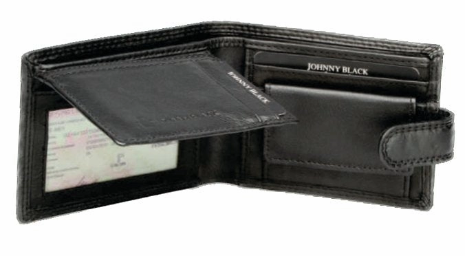 Johnny Black Chicago Mini Compact 8Cc Leather Wallet - Rfid | Black Special Price Offer
