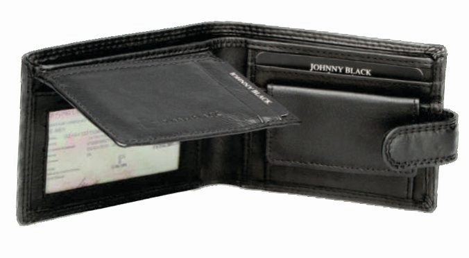 Big Sale Today Best Seller Deal Johnny Black Chicago Mini Compact 8Cc Leather Wallet - Rfid | Black