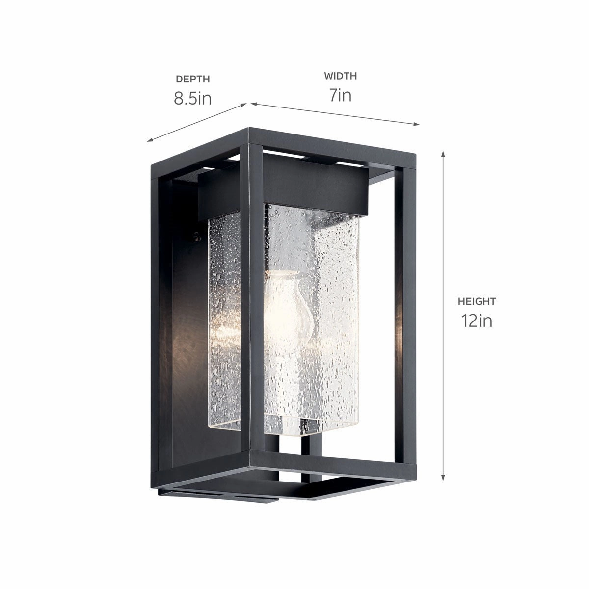 Mercer One Light Outdoor Wall Mount Black with Silver Highlights