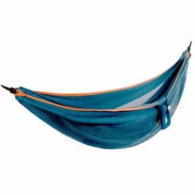 Mesh Camping Hammock - Turquoise & Orange outdoor hammock with stand and canopy
