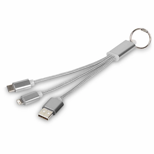 Metal 3 In 1 Charging Cable With Key Ring - Engraved Flash Discount Today Online Exclusive Steal