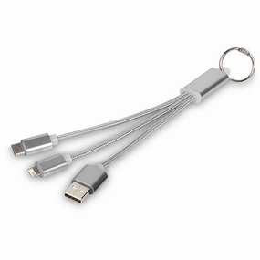 Metal 3 In 1 Charging Cable With Key Ring - Engraved Flash Discount Today Online Exclusive Steal