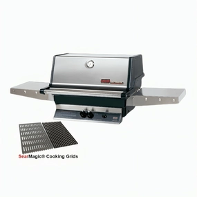 MHP Modern Home Products Gas Grill Head with SearMagic Cooking Grids TJK2 stainless steel BBQ grill with side table