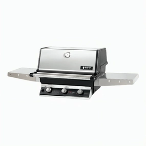 MHP Modern Home Products Hybrid Gas Grill Head with 2 Stainless Steel Side Shelf THRG2 stainless steel BBQ grill with side table