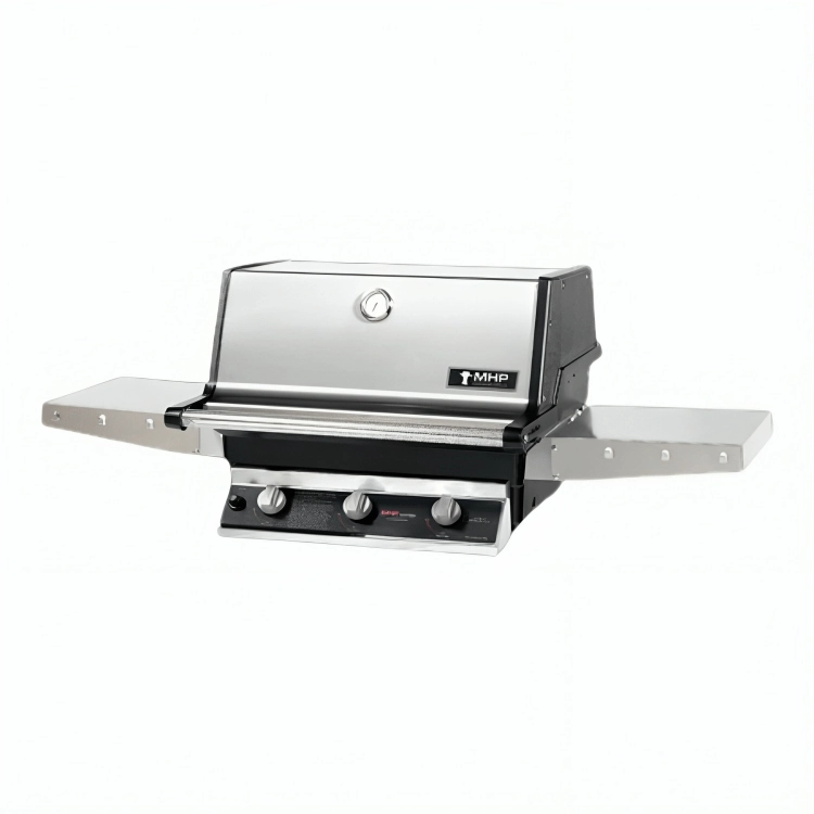 MHP Modern Home Products Stainless Steel Infrared Gas Grill Head With 2 Shelves TRG2 stainless steel BBQ grill with side table
