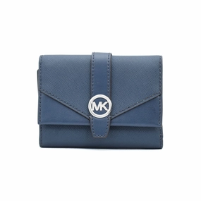 Michael Kors Women'S Leather Wallet Navy Blue Hot Pick Sale Grab Todays Deal