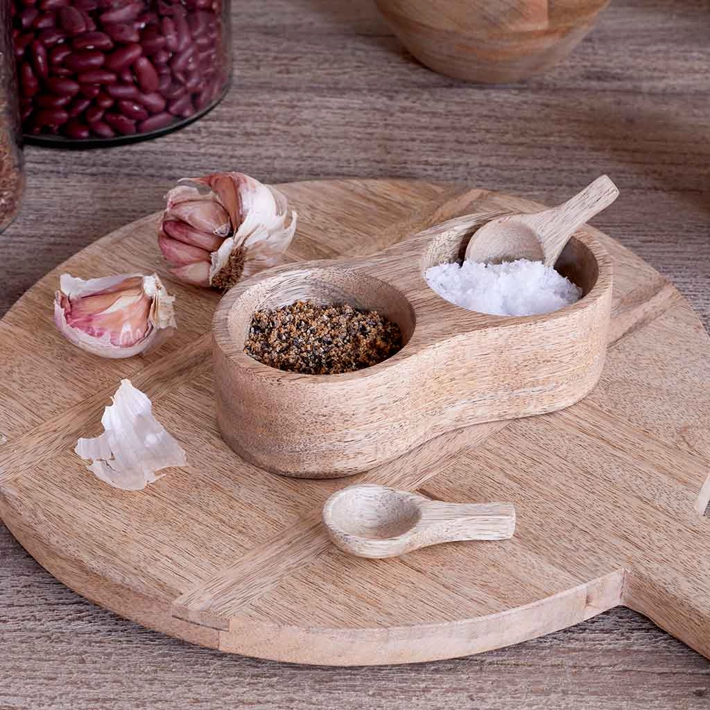 Milaku Mango Wood Salt & Pepper Server