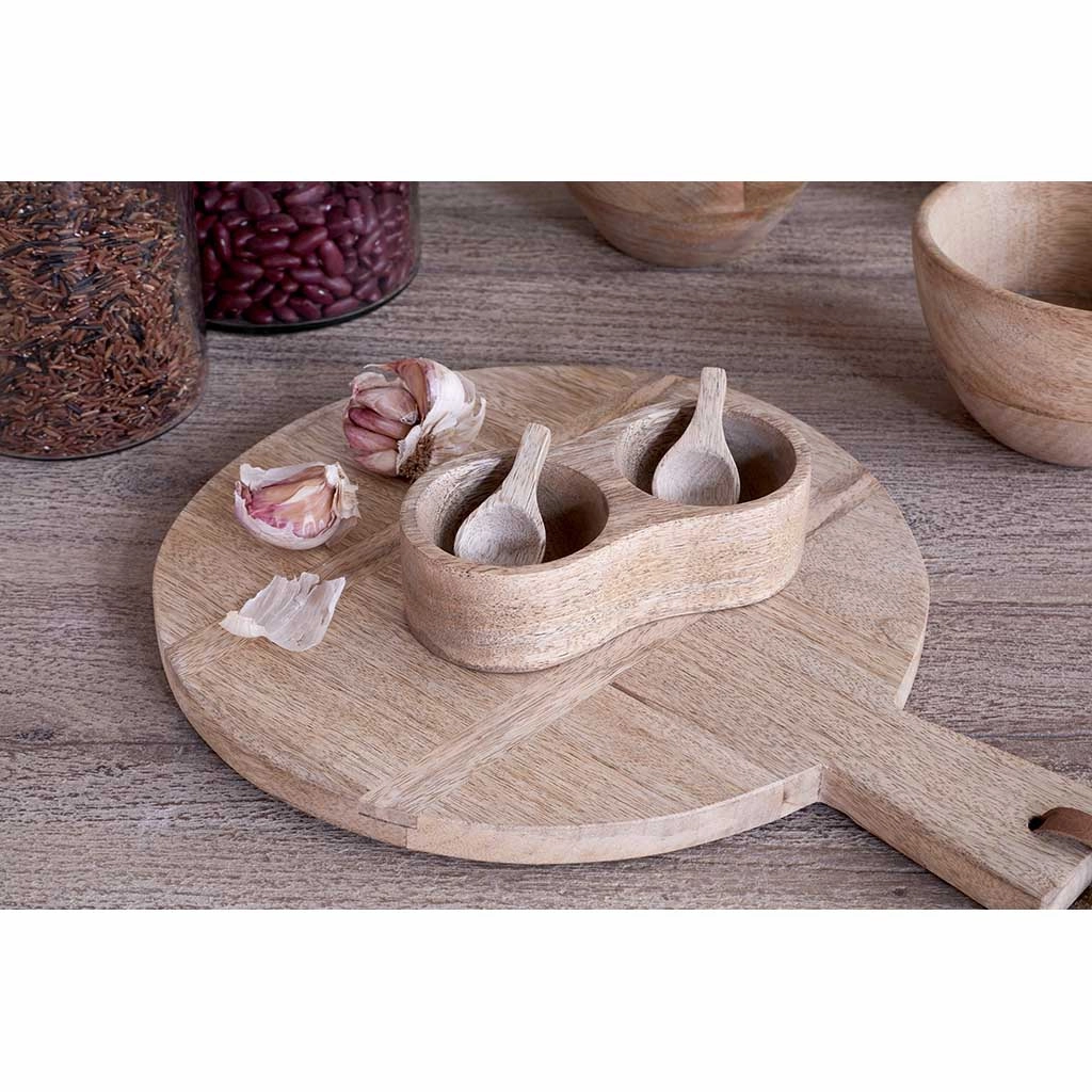 Milaku Mango Wood Salt & Pepper Server