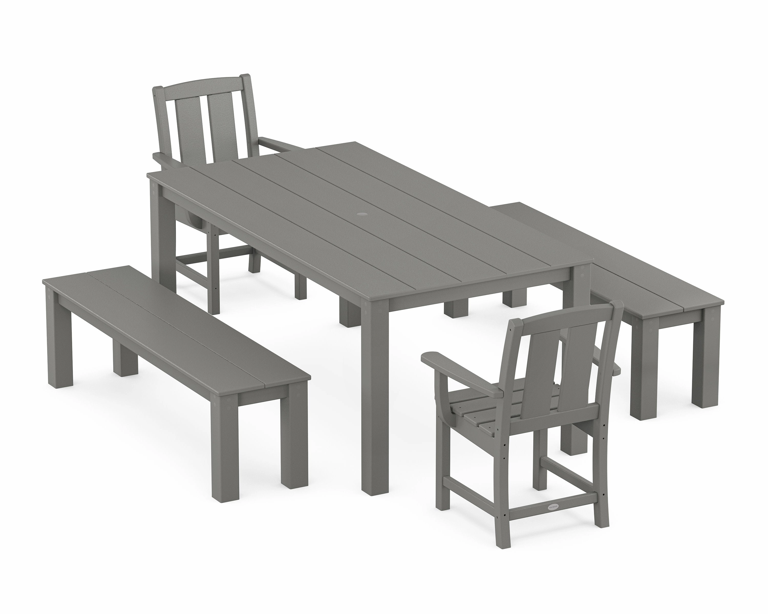 Mission 5-Piece Parsons Dining Set with Benchesoutdoor patio furniture set