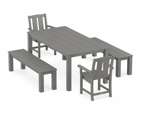 Mission 5-Piece Parsons Dining Set with Benchesoutdoor patio furniture set