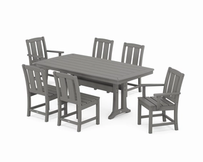Mission 7-Piece Dining Set with Trestle Legsoutdoor patio furniture set