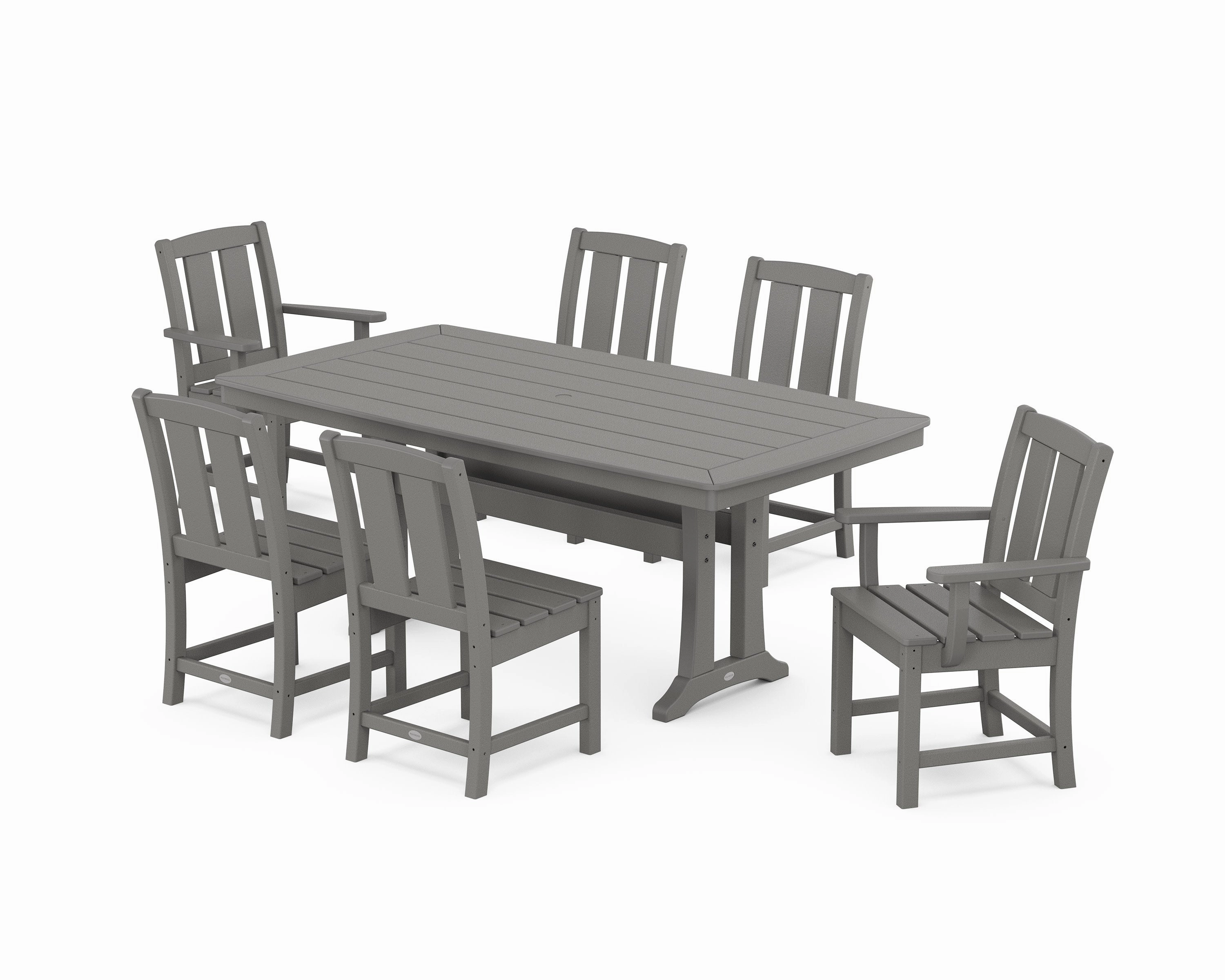 Mission 7-Piece Dining Set with Trestle Legsoutdoor patio furniture set