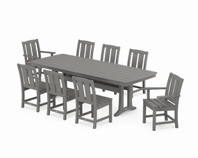 Mission 9-Piece Dining Set with Trestle Legsoutdoor patio furniture set