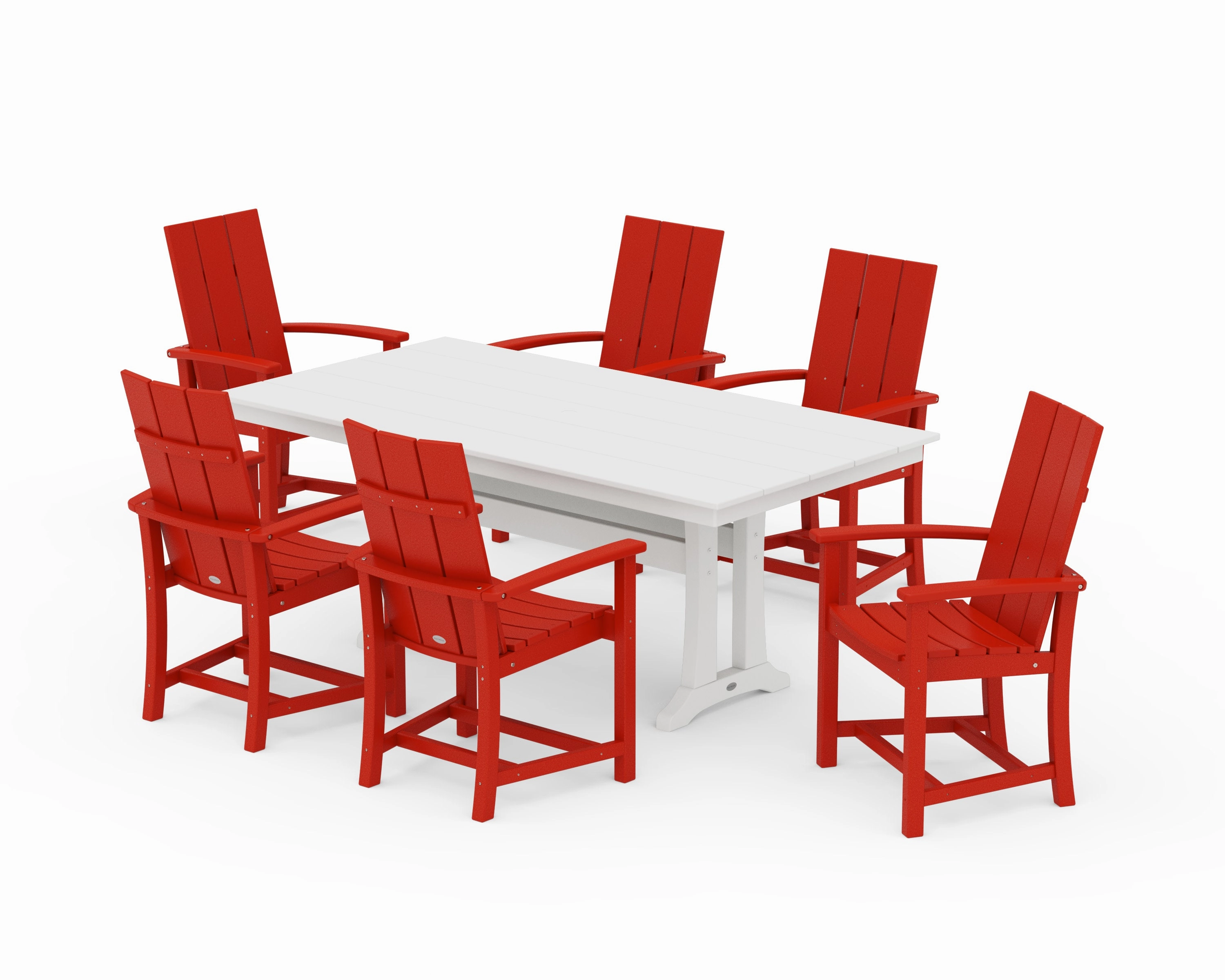Modern Adirondack 7-Piece Farmhouse Dining Set with Trestle Legs