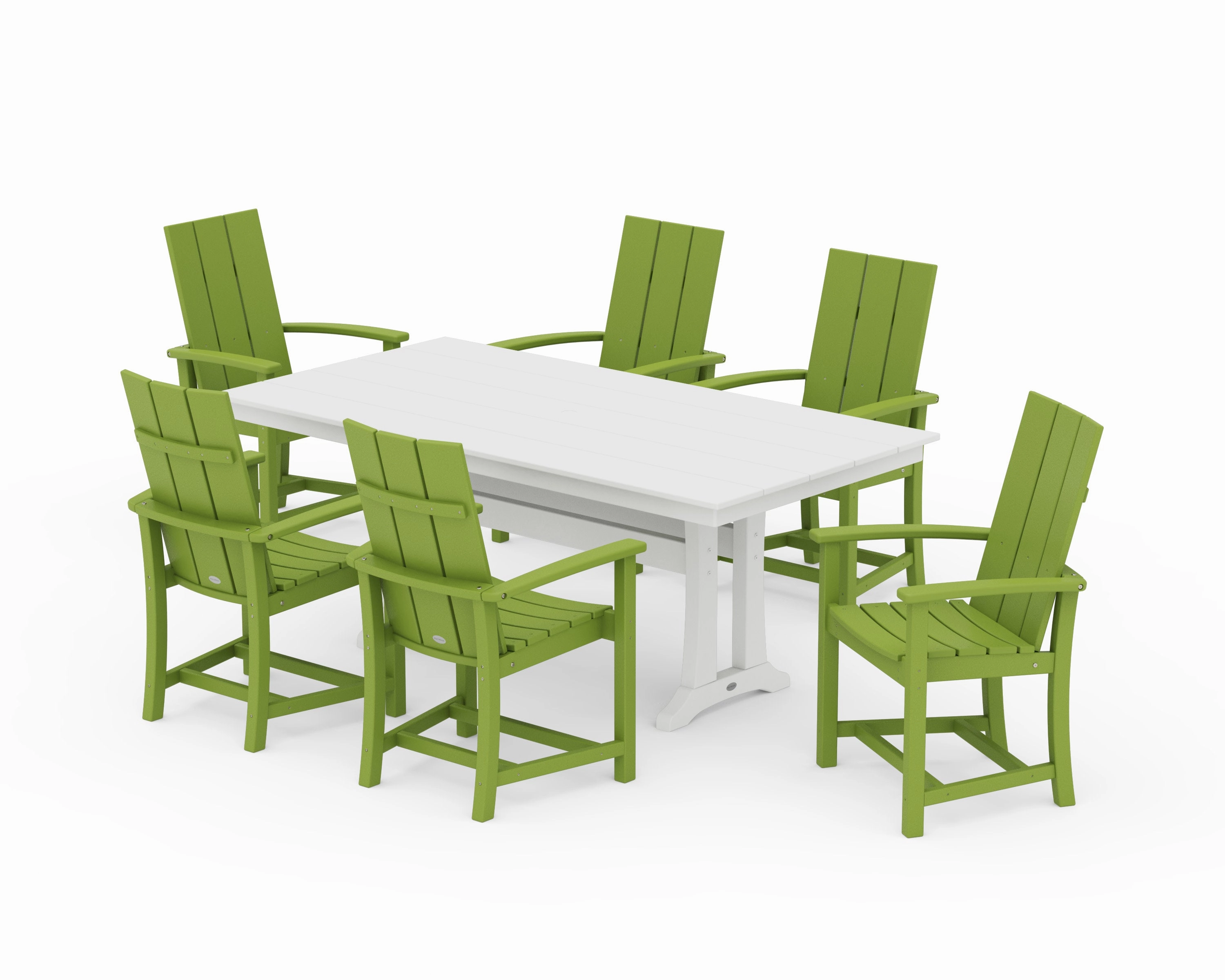 Modern Adirondack 7-Piece Farmhouse Dining Set with Trestle Legs