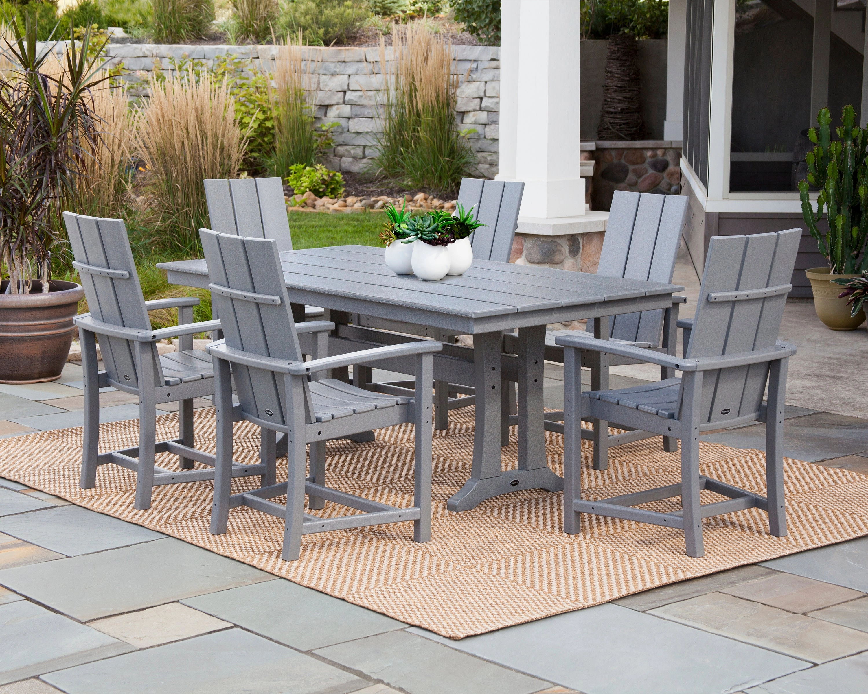 Modern Adirondack 7-Piece Farmhouse Dining Set with Trestle Legs
