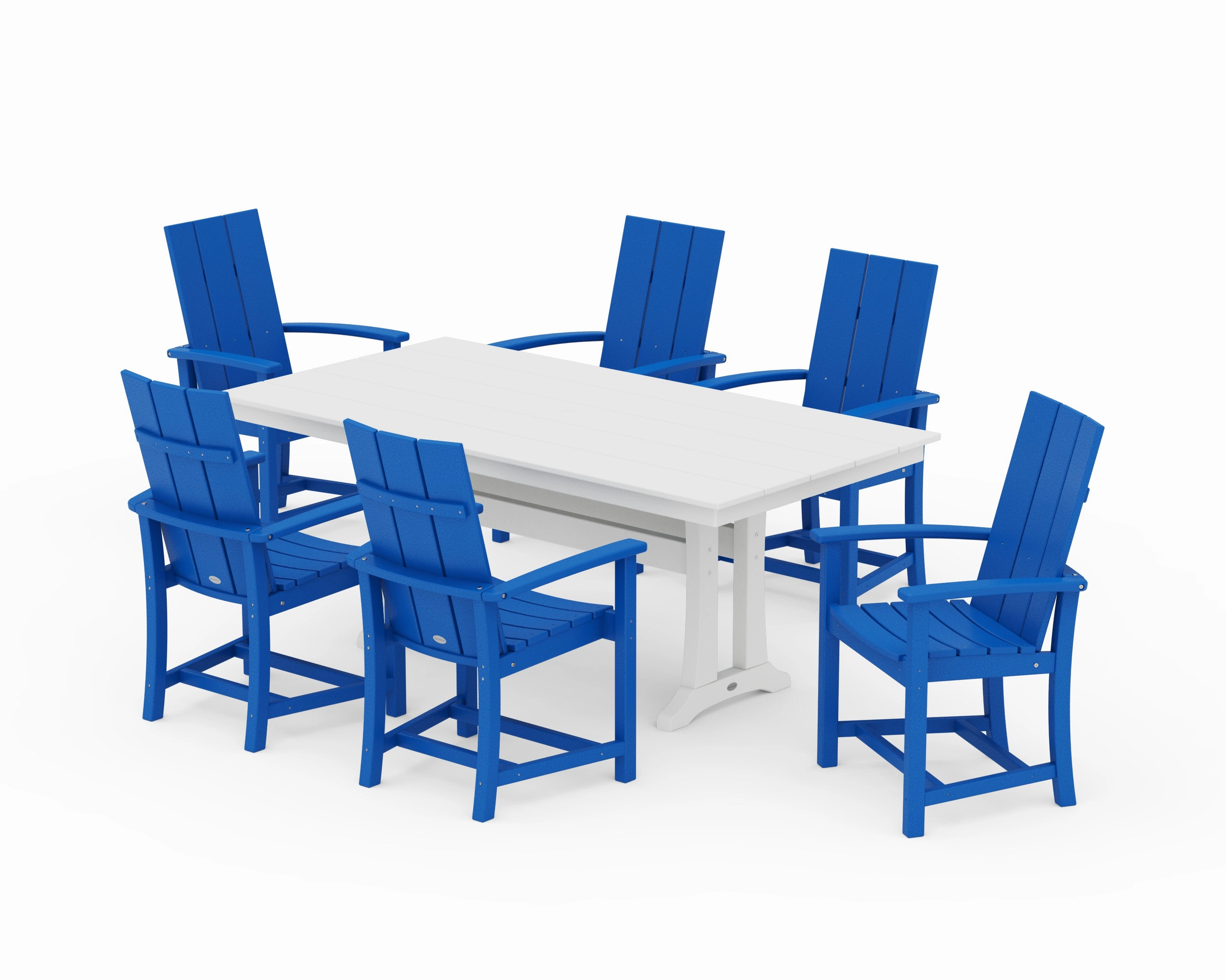Modern Adirondack 7-Piece Farmhouse Dining Set with Trestle Legs