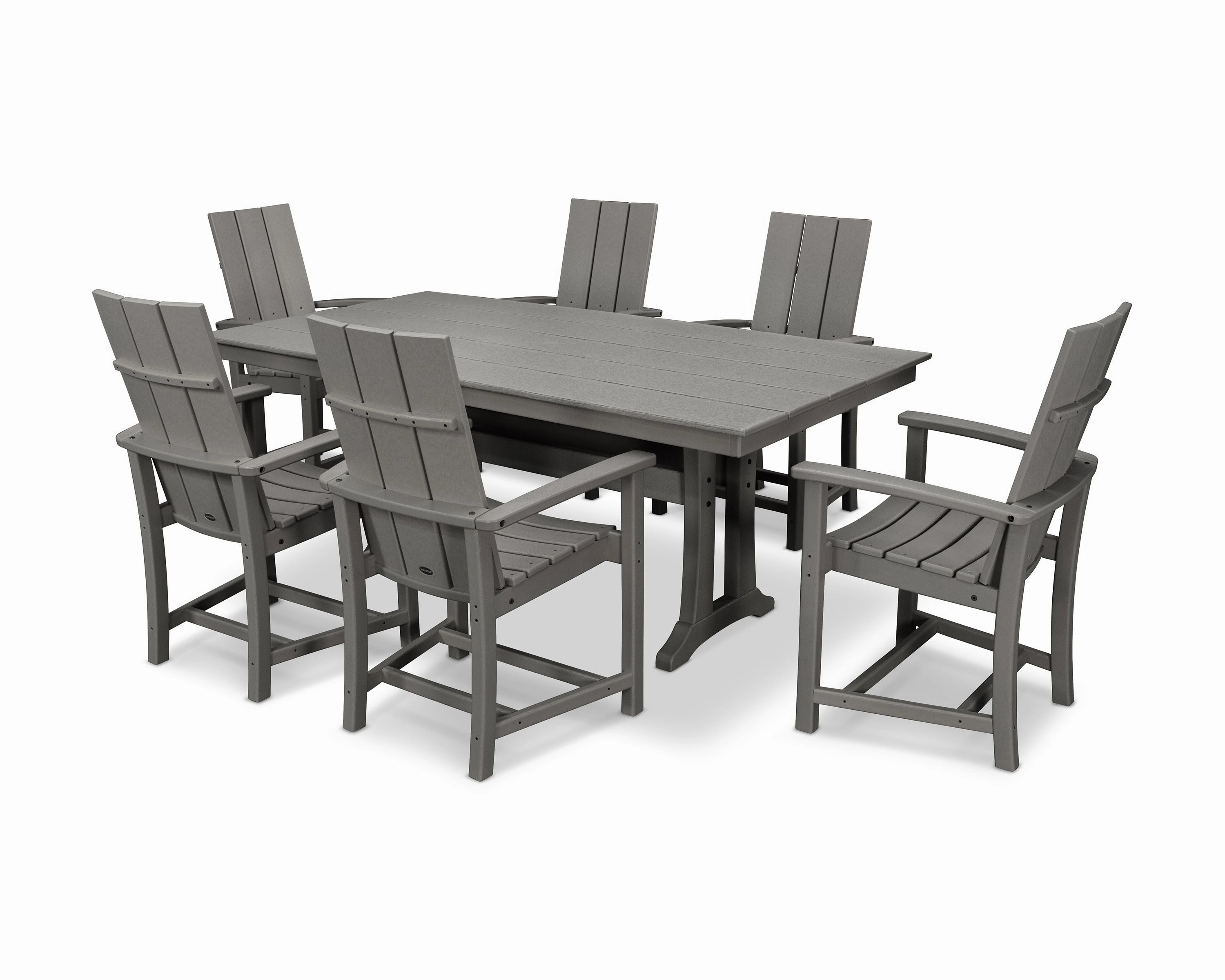 Modern Adirondack 7-Piece Farmhouse Dining Set with Trestle Legsoutdoor patio furniture set