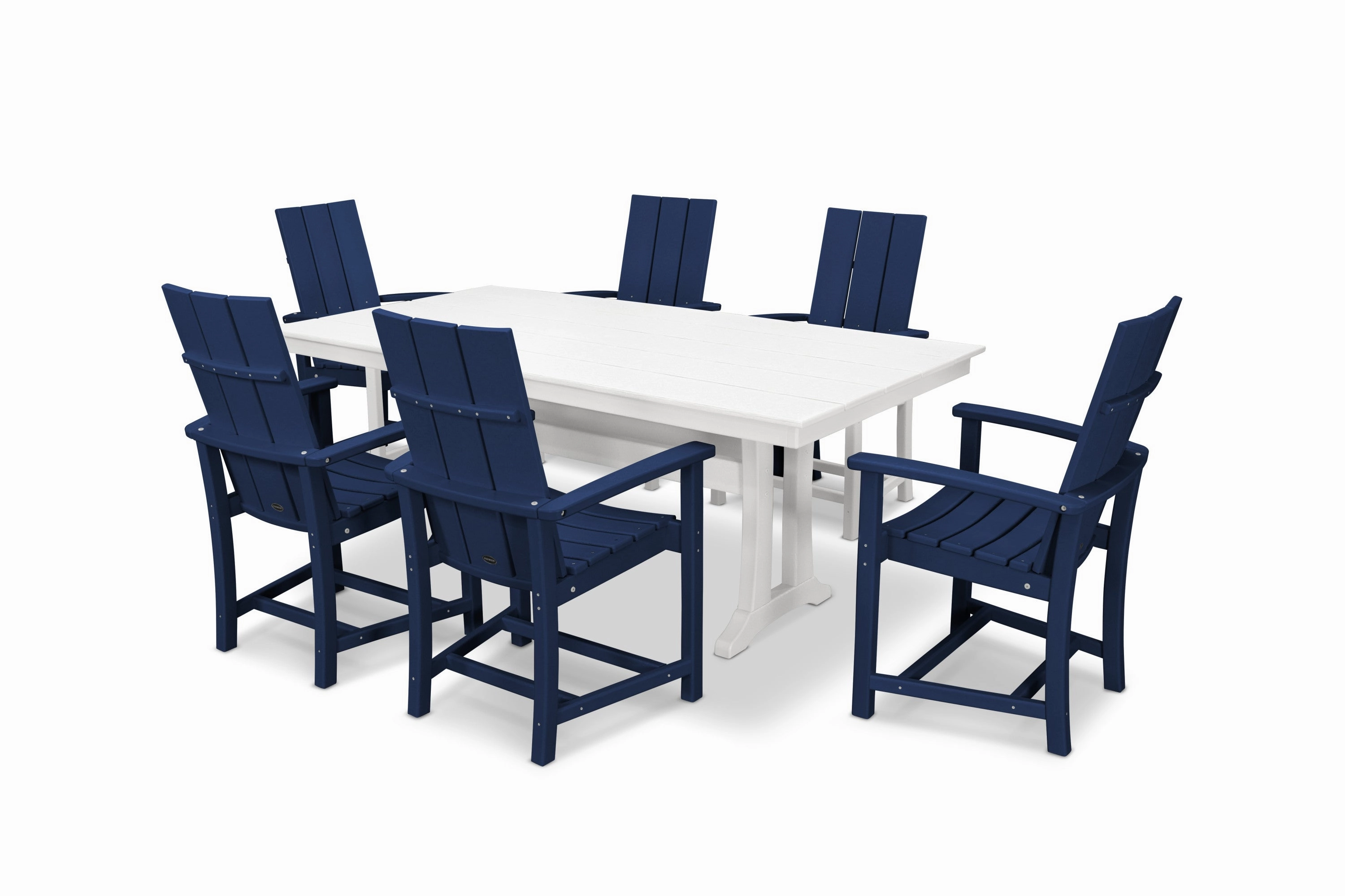 Modern Adirondack 7-Piece Farmhouse Dining Set with Trestle Legs