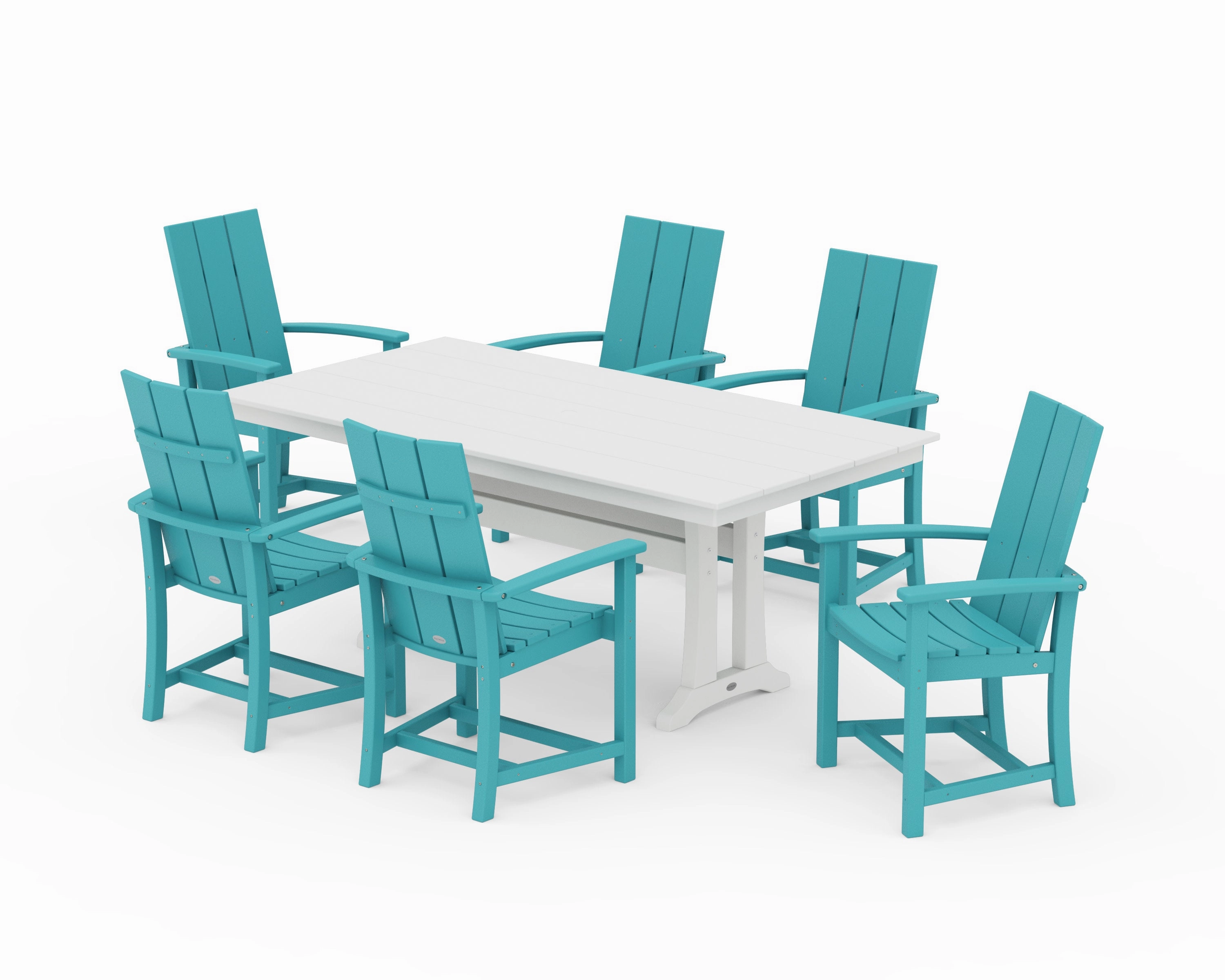 Modern Adirondack 7-Piece Farmhouse Dining Set with Trestle Legs