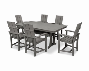Modern Adirondack 7-Piece Farmhouse Dining Set with Trestle Legsoutdoor patio furniture set