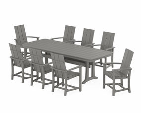 Modern Adirondack 9-Piece Dining Set with Trestle Legsoutdoor patio furniture set