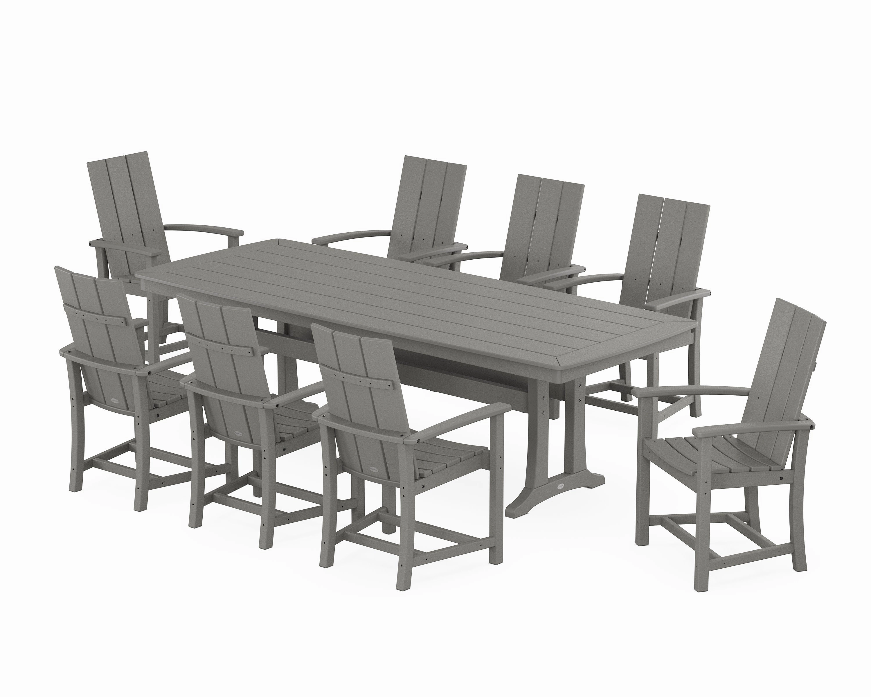 Modern Adirondack 9-Piece Dining Set with Trestle Legsoutdoor patio furniture set