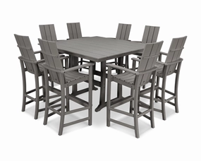 Modern Adirondack 9-Piece Farmhouse Trestle Bar Setoutdoor patio furniture set