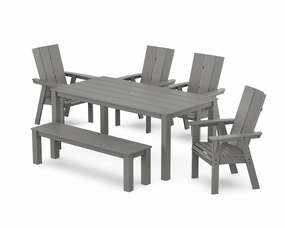 Modern Curveback Adirondack 6-Piece Parsons Dining Set with Benchoutdoor patio furniture set