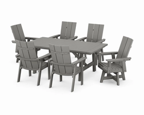 Modern Curveback Adirondack 7-Piece Rustic Farmhouse Swivel Dining Setoutdoor patio furniture set