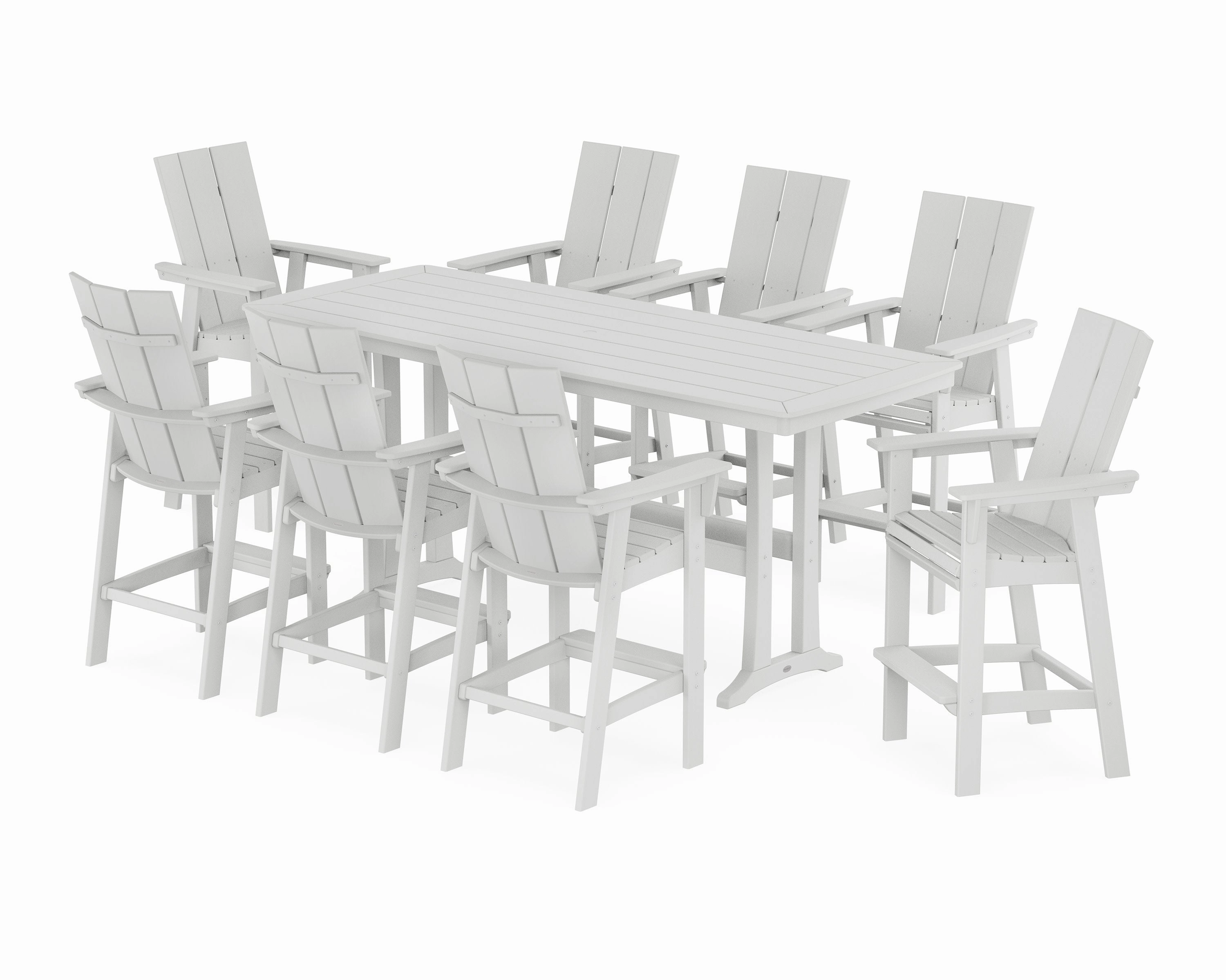 Modern Curveback Adirondack 9-Piece Bar Set with Trestle Legs