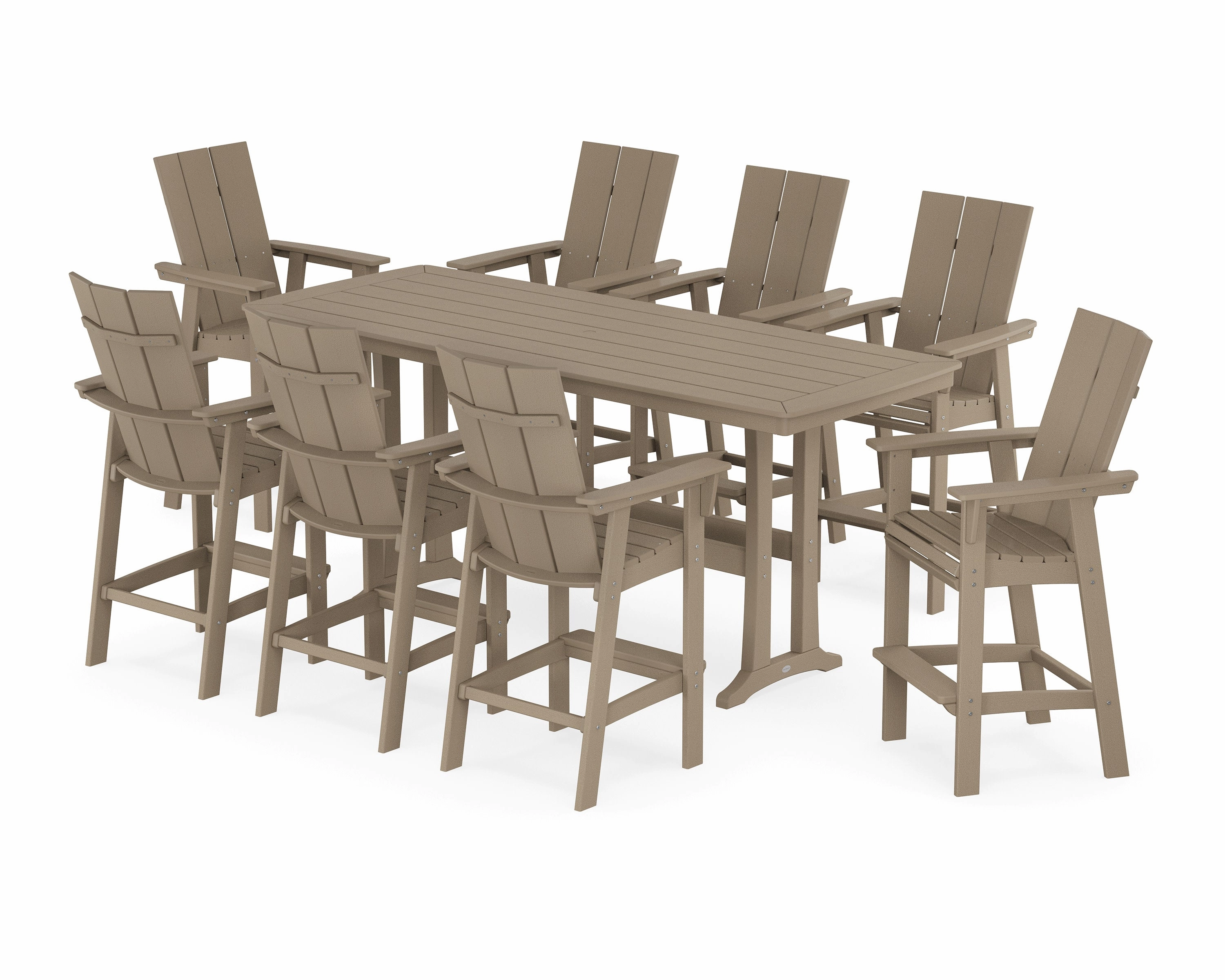 Modern Curveback Adirondack 9-Piece Bar Set with Trestle Legs