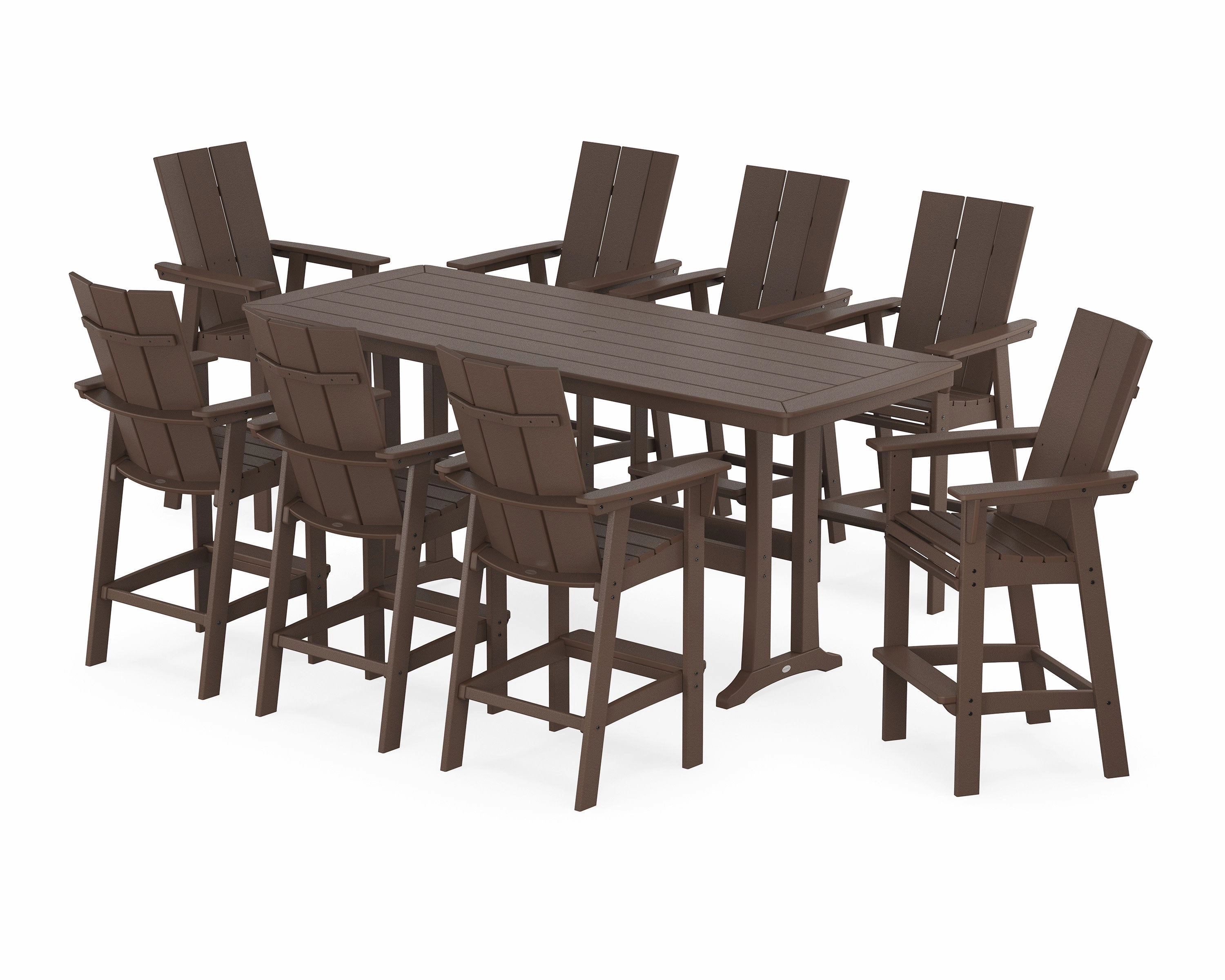 Modern Curveback Adirondack 9-Piece Bar Set with Trestle Legs