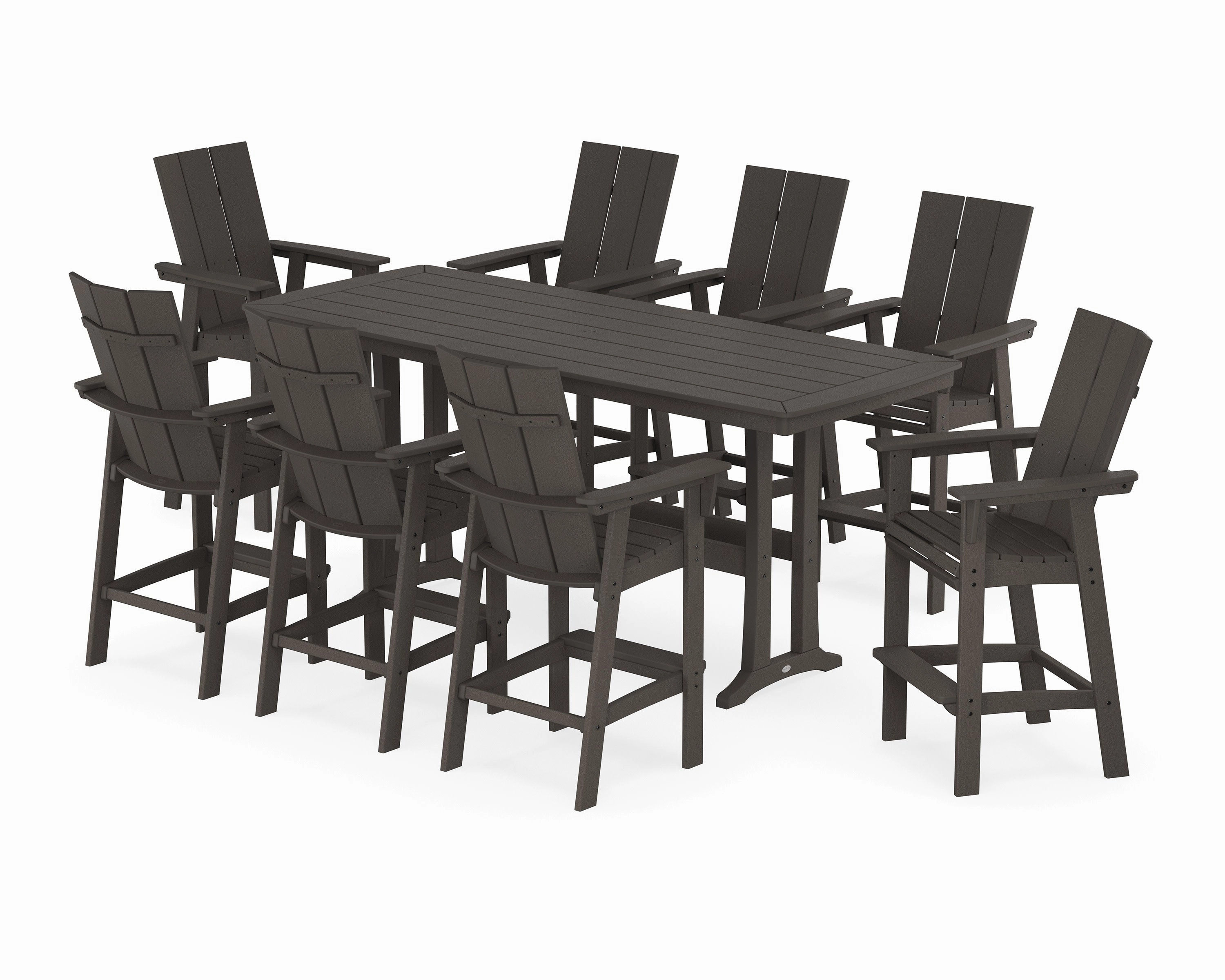 Modern Curveback Adirondack 9-Piece Bar Set with Trestle Legs