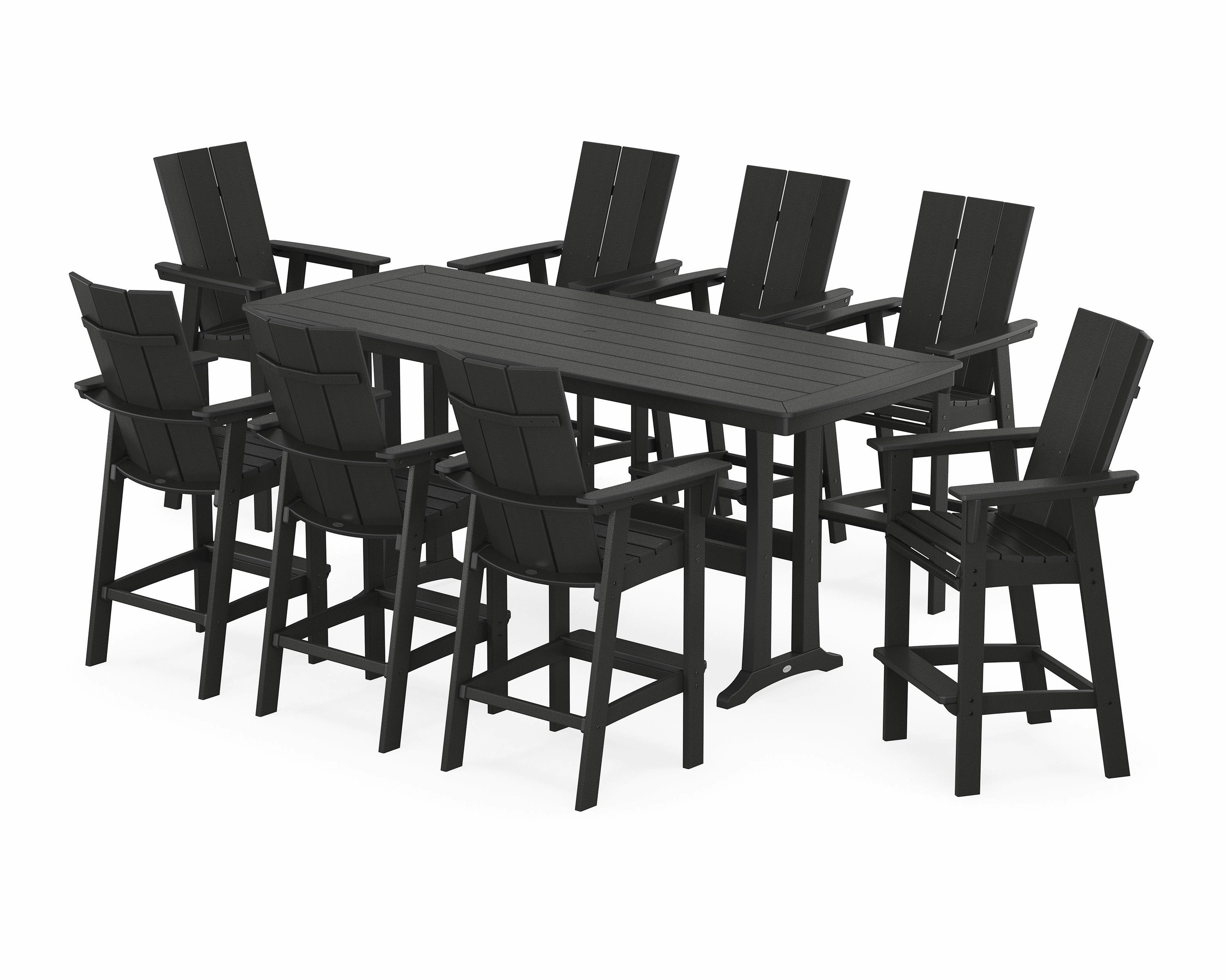 Modern Curveback Adirondack 9-Piece Bar Set with Trestle Legs