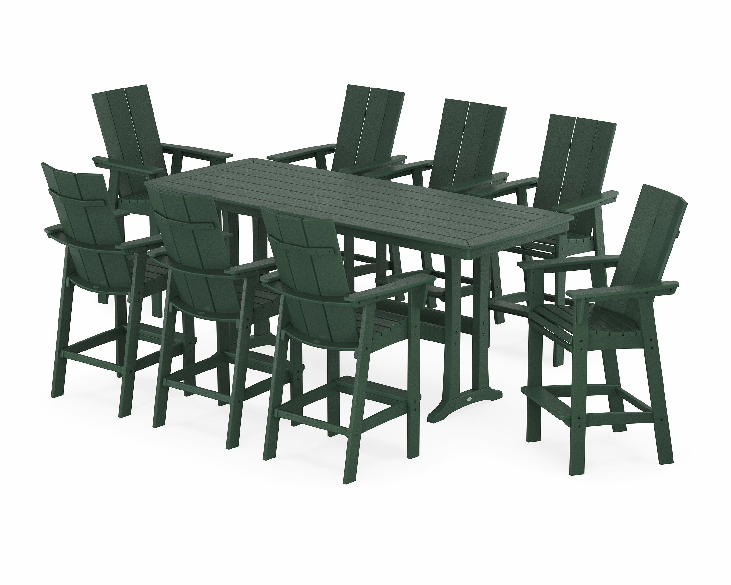 Modern Curveback Adirondack 9-Piece Bar Set with Trestle Legs