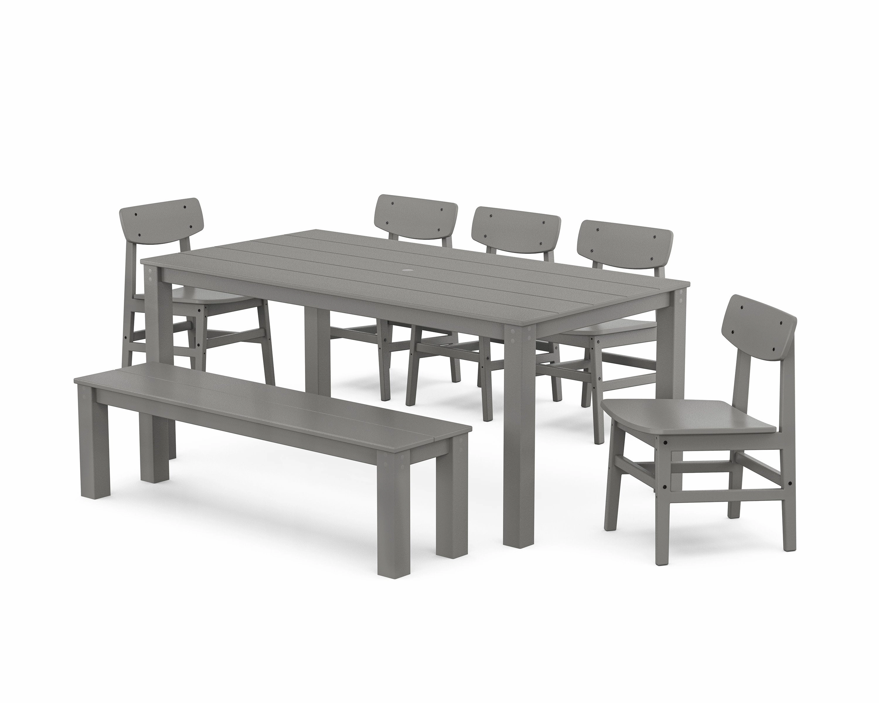 Modern Studio Urban Chair 7-Piece Parsons Dining Set with Benchoutdoor patio furniture set