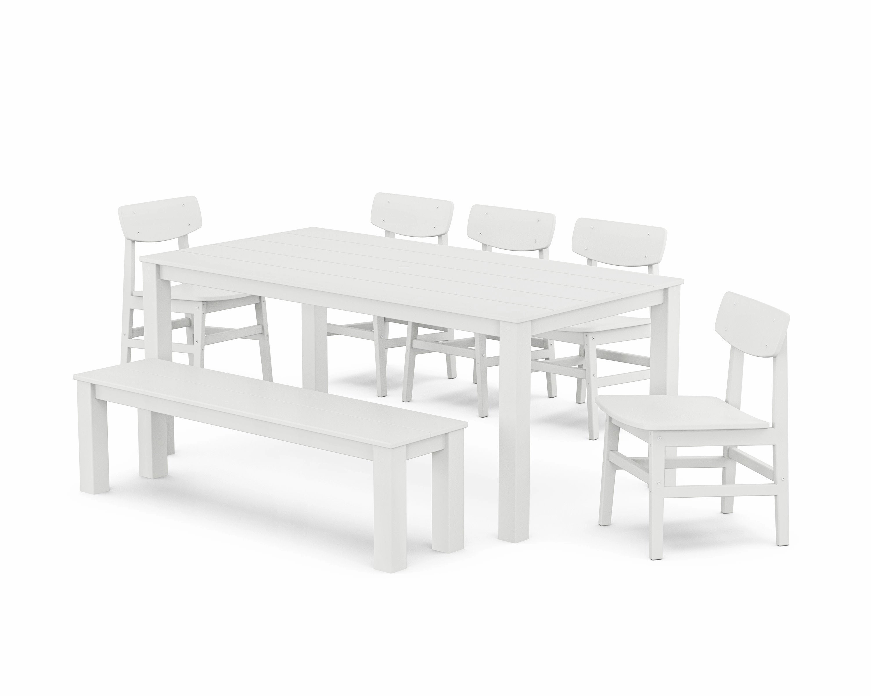Modern Studio Urban Chair 7-Piece Parsons Dining Set with Bench