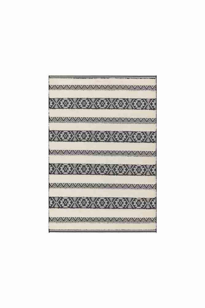 Monochrome Aztec Stripe Indoor/Outdoor Garden Rug - 3 Sizes Available