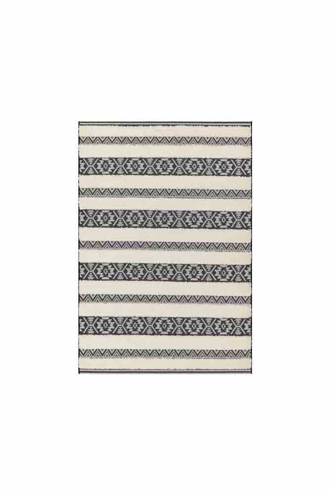 Monochrome Aztec Stripe Indoor/Outdoor Garden Rug - 3 Sizes Available