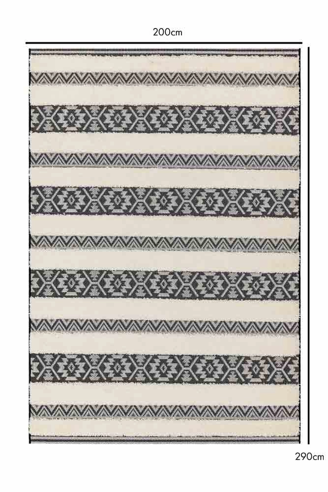 Monochrome Aztec Stripe Indoor/Outdoor Garden Rug - 3 Sizes Available