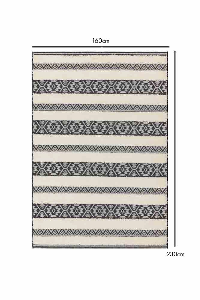 Monochrome Aztec Stripe Indoor/Outdoor Garden Rug - 3 Sizes Available