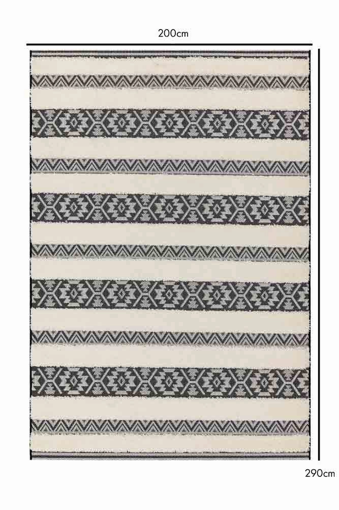 Monochrome Aztec Stripe Indoor/Outdoor Garden Rug - 3 Sizes Available