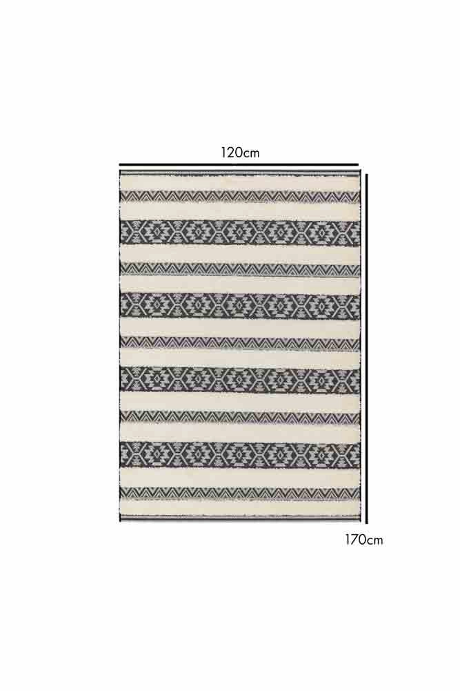 Monochrome Aztec Stripe Indoor/Outdoor Garden Rug - 3 Sizes Available
