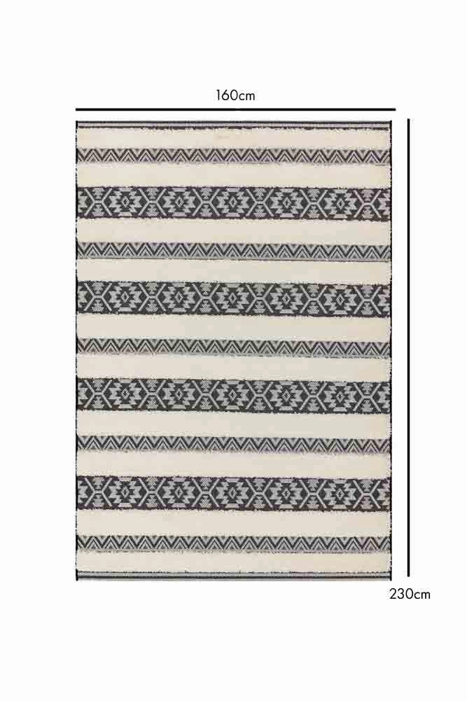 Monochrome Aztec Stripe Indoor/Outdoor Garden Rug - 3 Sizes Available